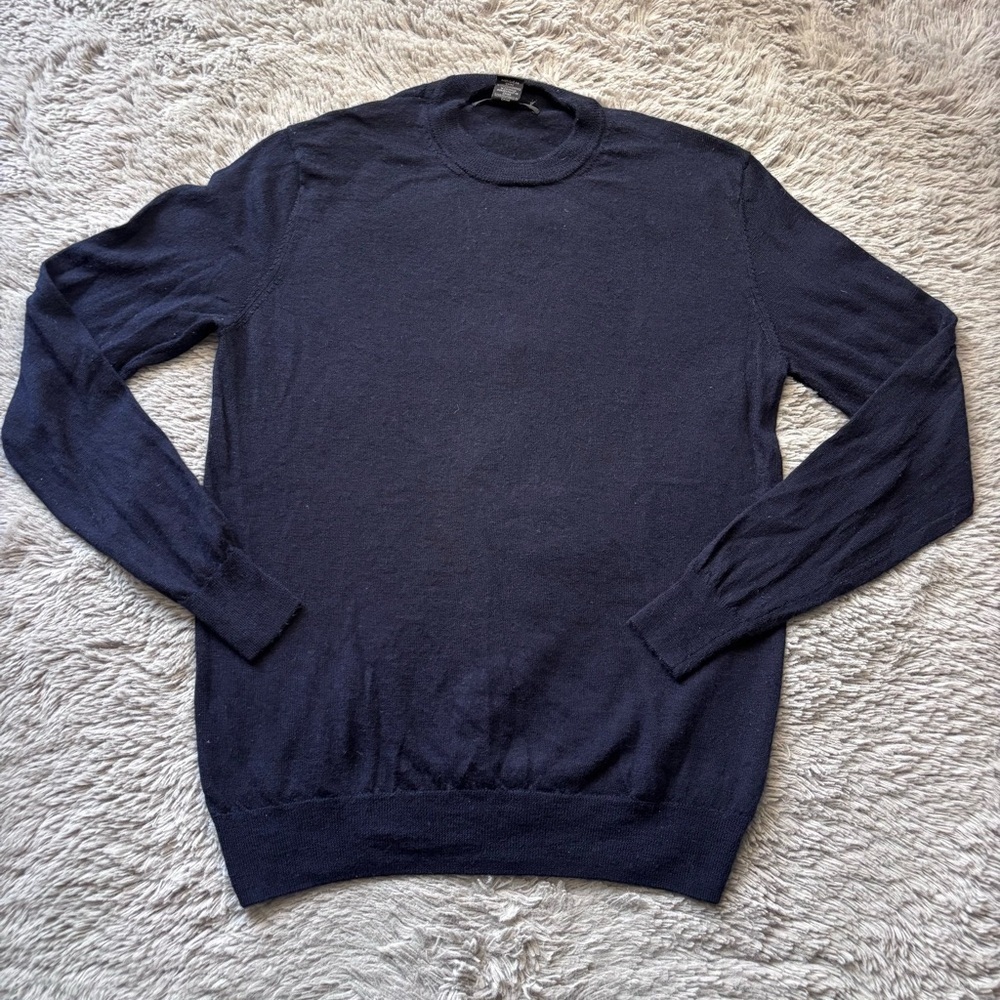 Christian Lacroix Navy 100% Merino Fine Wool Crewneck Sweater size Small
